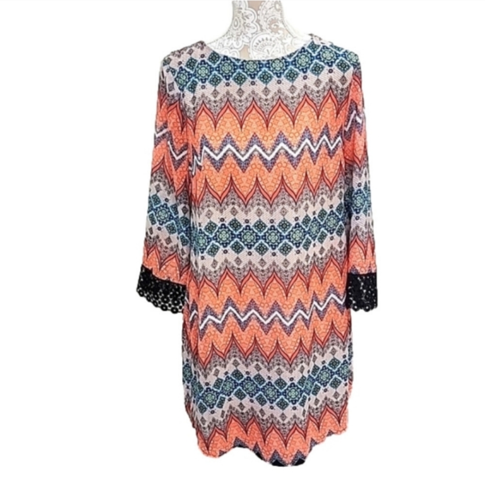 Speechless Geometric Pattern Dress, 3X